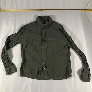 Abercrombie & Fitch Linen Shirt Womens XS Green Cropped Button Front Casual